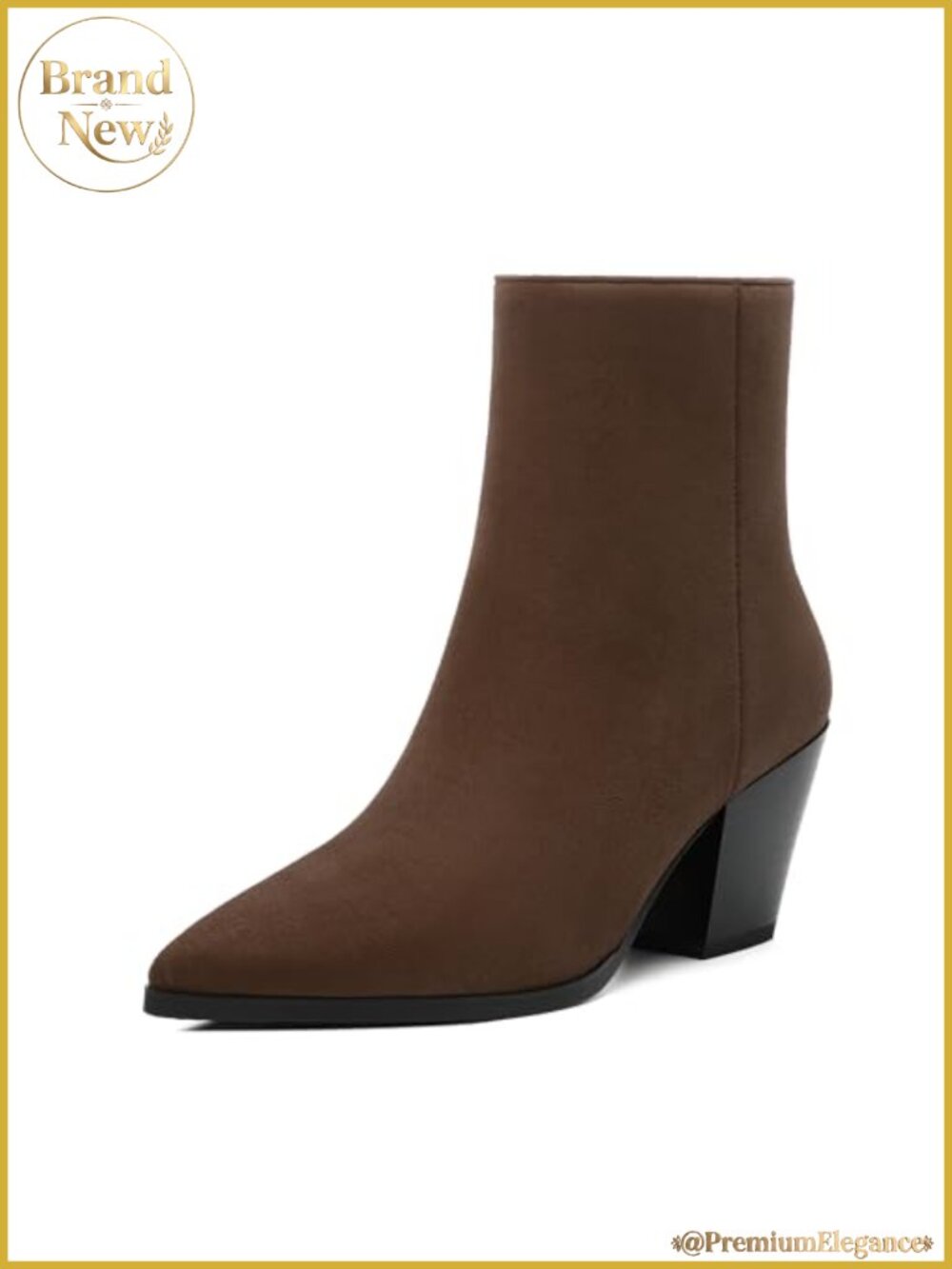 Womens Ankle Boots Chunky Low Heel Pointed Toe Heeled Booties Suede